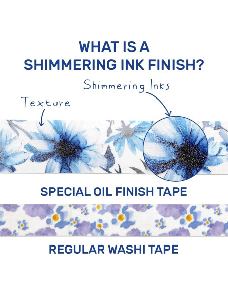 Juego de Washi Tape 13 Rollos - Cintas Decorativas Azules Brillantes