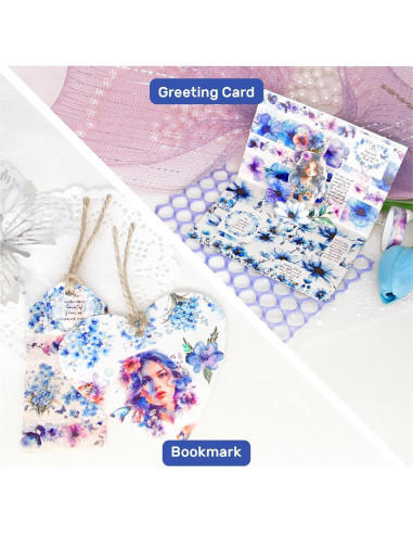 Juego de Washi Tape 13 Rollos - Cintas Decorativas Azules Brillantes