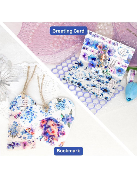 Juego de Washi Tape 13 Rollos - Cintas Decorativas Azules Brillantes