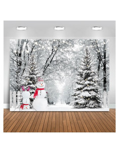 Fondo de Fotografía Invierno Mocsicka 3.05x2.44m Muñeco de Nieve