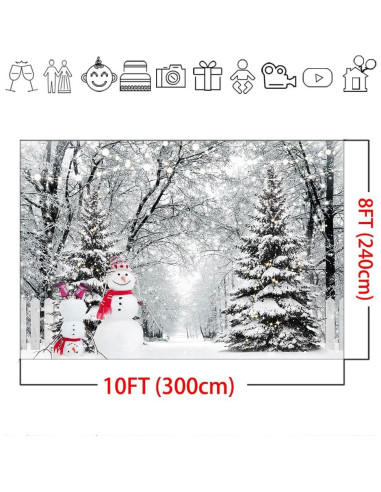 Fondo de Fotografía Invierno Mocsicka 3.05x2.44m Muñeco de Nieve