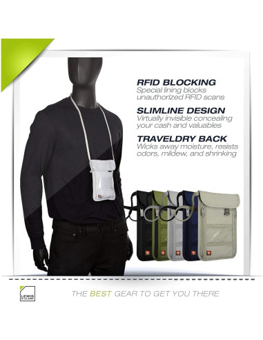 Billetera de bloqueo RFID Lewis N. Clark Oliva 20.3x14 cm