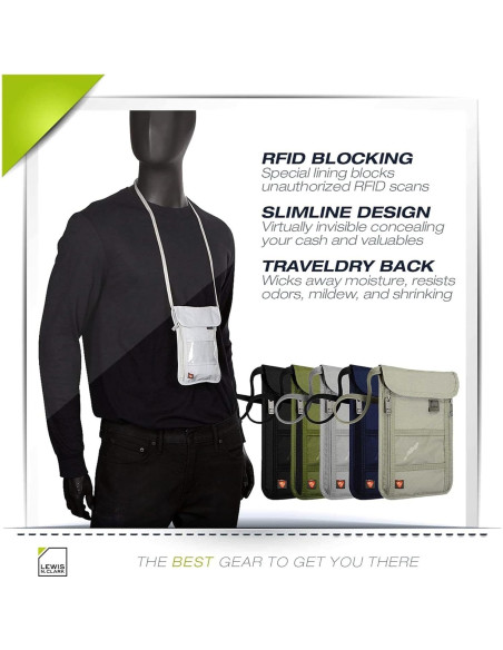 Billetera de bloqueo RFID Lewis N. Clark Oliva 20.3x14 cm Billetera de bloqueo RFID Lewis N. Clark Oliva 20.3x14 cm