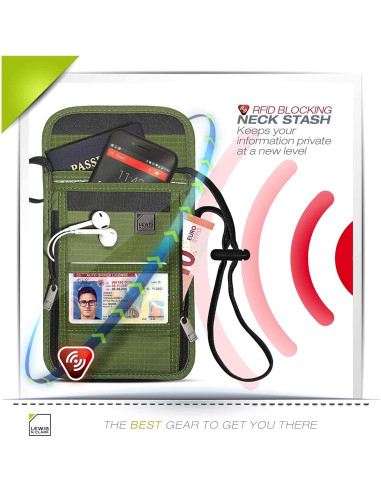 Billetera de bloqueo RFID Lewis N. Clark Oliva 20.3x14 cm