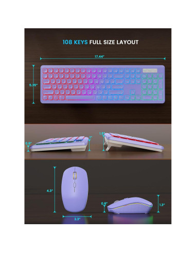 Combo Teclado y Ratón Inalámbricos SABLUTE Retroiluminados