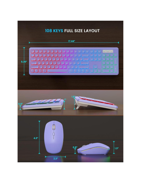 Combo Teclado y Ratón Inalámbricos SABLUTE Retroiluminados