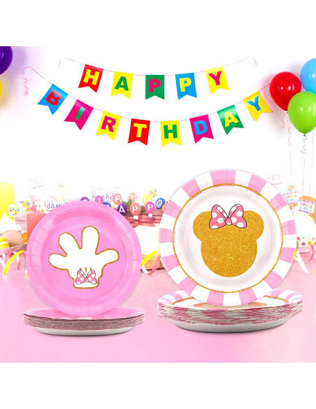 Juego de Vajilla de Fiesta Rosa 96 Piezas para 24 Invitados