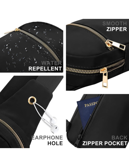 Bolsa Bandolera Grande VOROLO Negra Resistente al Agua