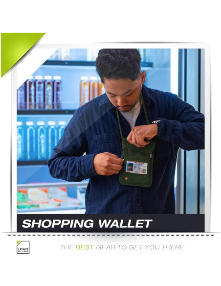 Billetera de bloqueo RFID Lewis N. Clark Oliva 20.3x14 cm Billetera de bloqueo RFID Lewis N. Clark Oliva 20.3x14 cm