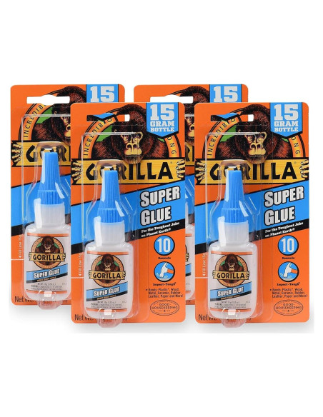 Gorilla Super Glue 15g Claro - Paquete de 4 Unidades