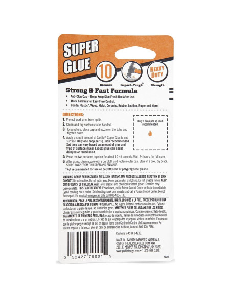 Gorilla Super Glue 15g Claro - Paquete de 4 Unidades