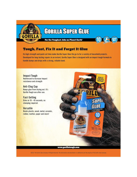 Gorilla Super Glue 15g Claro - Paquete de 4 Unidades
