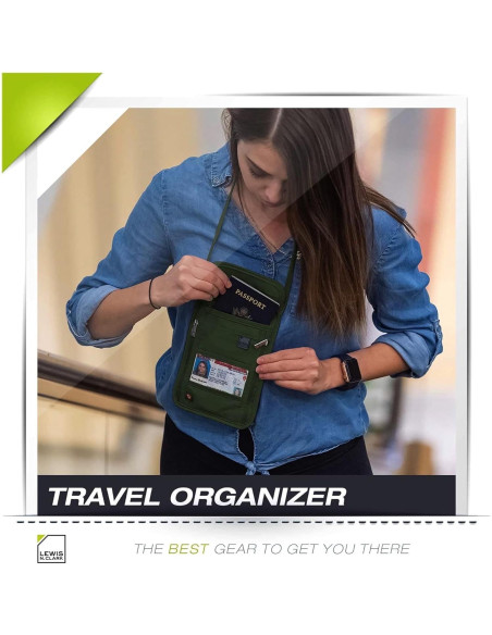 Billetera de bloqueo RFID Lewis N. Clark Oliva 20.3x14 cm Billetera de bloqueo RFID Lewis N. Clark Oliva 20.3x14 cm