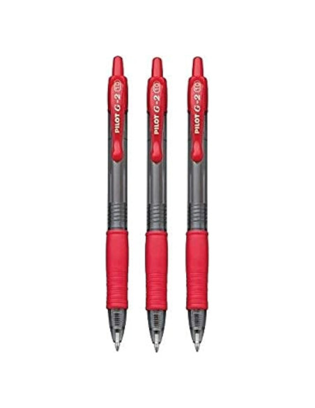 Bolígrafo de tinta gel Pilot G-2 - 1.0 mm - 3 unidades rojas
