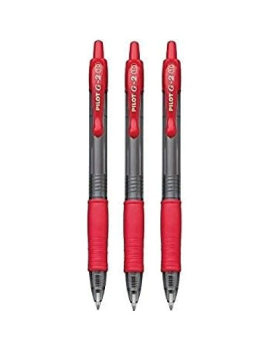 Bolígrafo de tinta gel Pilot G-2 - 1.0 mm - 3 unidades rojas