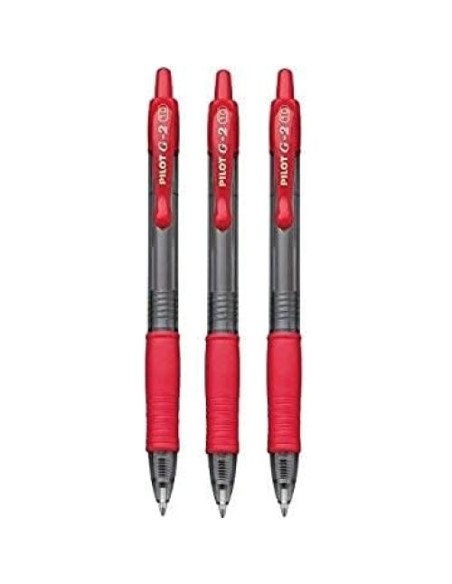 Bolígrafo de tinta gel Pilot G-2 - 1.0 mm - 3 unidades rojas