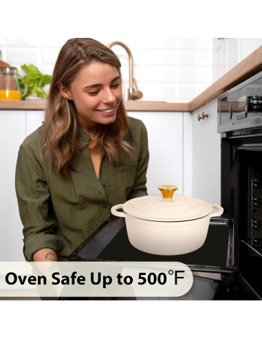 Juego de Ollas de Hierro Fundido Romswi 3qt y 5.5qt Enameled