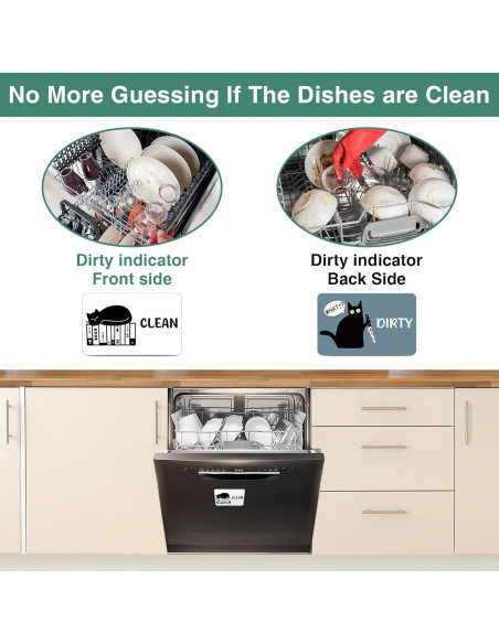 Imán de Lavavajillas Limpio Sucio Msyueos Gato Libro PVC