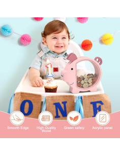 Hucha de Madera Rosa Personalizada ELX 22.86x24.13cm 2