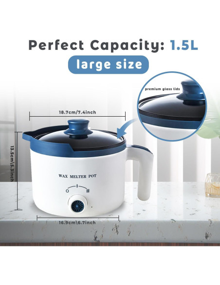 KQU Olla Derretir Cera Eléctrica con Termómetro 1.5L 300-600W