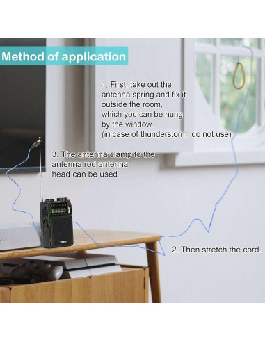 Antena Externa ZHIWHIS AN-10 de 3m con Clip Cocodrilo
