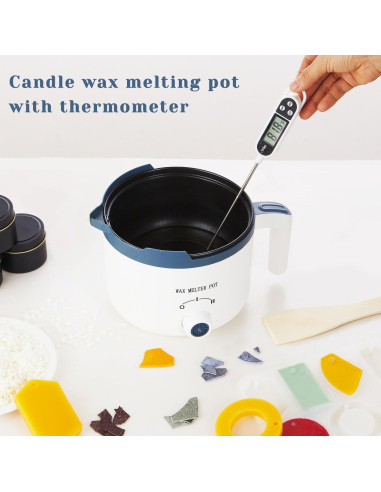 KQU Olla Derretir Cera Eléctrica con Termómetro 1.5L 300-600W