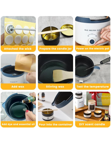 KQU Olla Derretir Cera Eléctrica con Termómetro 1.5L 300-600W