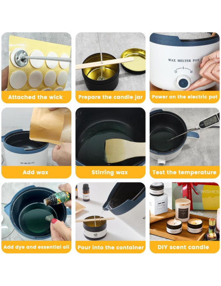 KQU Olla Derretir Cera Eléctrica con Termómetro 1.5L 300-600W