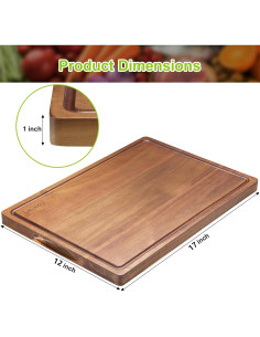 Tabla de Cortar de Madera Acacia Lelwoy 43.2x30.5 cm con Canal 2