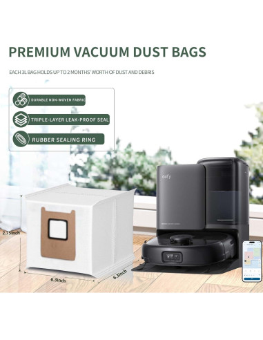 Bolsas de Reemplazo HUKWIMO para Eufy RoboVac E25 E28 - 2 Unidades 3L