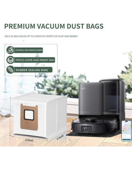 Bolsas de Reemplazo HUKWIMO para Eufy RoboVac E25 E28 - 2 Unidades 3L