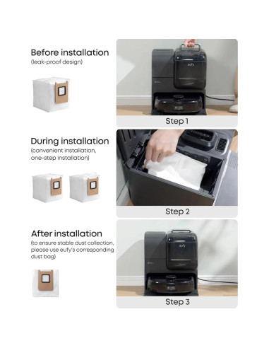 Bolsas de Reemplazo HUKWIMO para Eufy RoboVac E25 E28 - 2 Unidades 3L