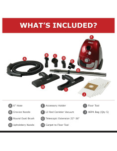 Aspiradora de Canasta Atrix Lil Roja HEPA 1200W Paquete Premium 2