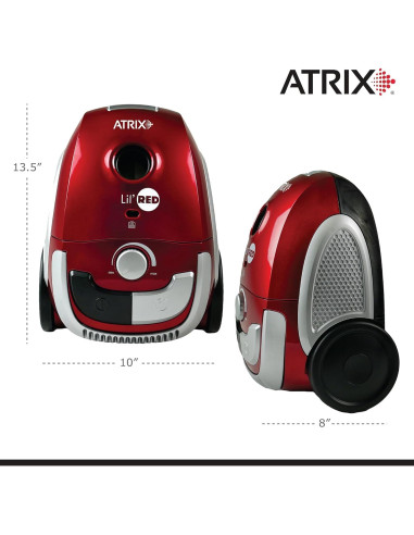 Aspiradora de Canasta Atrix Lil Roja HEPA 1200W Paquete Premium