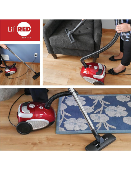 Aspiradora de Canasta Atrix Lil Roja HEPA 1200W Paquete Premium