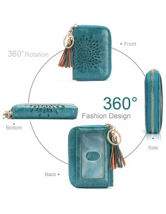 Portatarjetas de Crédito APHISON 1927 Azul Pavo Real con RFID 2