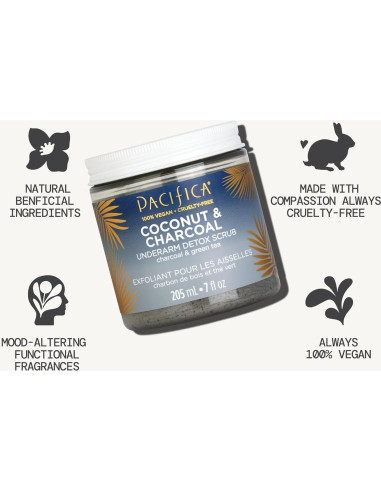 Exfoliante Detox para Axilas Pacifica - Coco y Carbón 207 ml