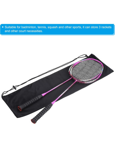 Funda de Raqueta de Bádminton PATIKIL 2 Piezas Terciopelo Negro