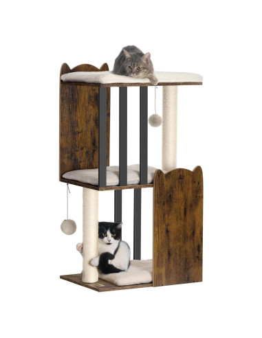Árbol Rascador para Gatos FourFurPets 90 cm 3 Niveles Marrón