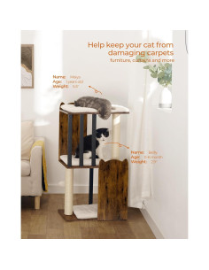 Árbol Rascador para Gatos FourFurPets 90 cm 3 Niveles Marrón 2