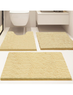 Conjunto de Alfombrillas de Baño Antideslizantes Flotstiga 3 Piezas Beige 2