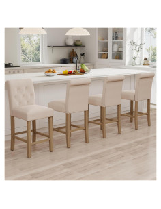 Taburetes de Bar GOTMINSI 4PCS Beige 24" (61 cm) Madera