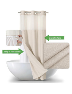 Cortina de Ducha Textil Cadaope 91x188cm Crema Impermeable 2