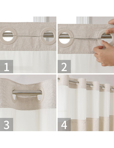 Cortina de Ducha Textil Cadaope 91x188cm Crema Impermeable