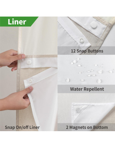 Cortina de Ducha Textil Cadaope 91x188cm Crema Impermeable