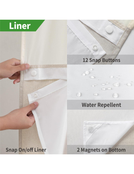 Cortina de Ducha Textil Cadaope 91x188cm Crema Impermeable