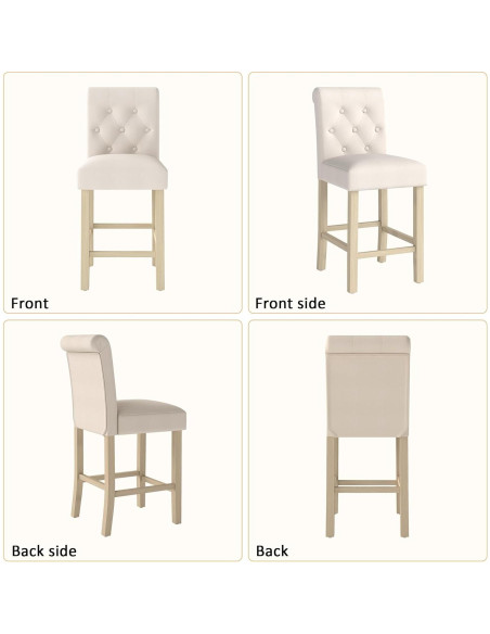 Taburetes de Bar GOTMINSI 4PCS Beige 24" (61 cm) Madera