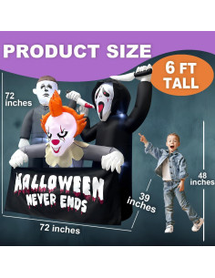 Inflable Halloween Mowholm 1.83m Asesinos con Luz LED 2