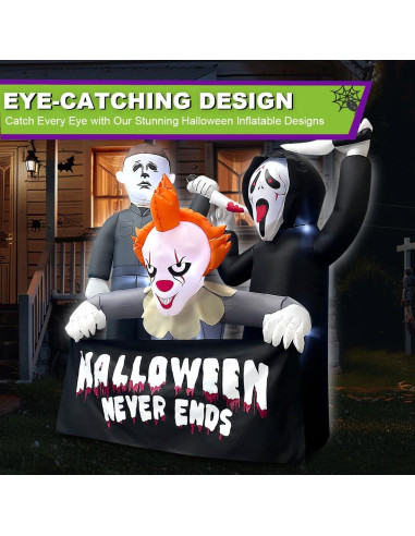 Inflable Halloween Mowholm 1.83m Asesinos con Luz LED