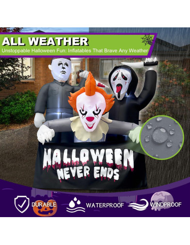 Inflable Halloween Mowholm 1.83m Asesinos con Luz LED